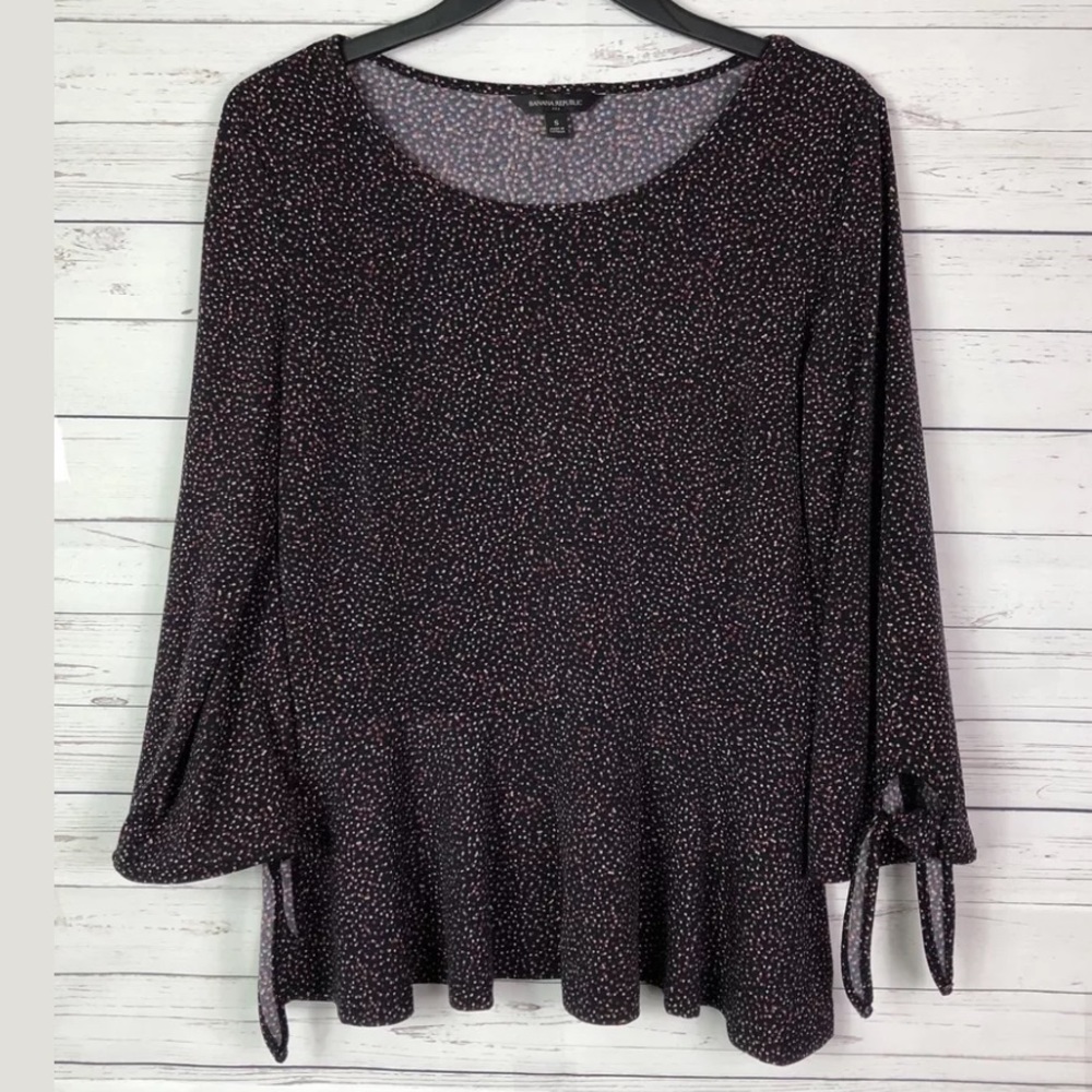 Banana Republic Peplum Blouse Stretch Dots Size S